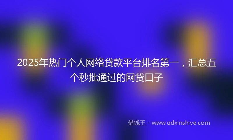 2025年热门个人网络贷款平台排名第一，汇总五个秒批通过的网贷口子