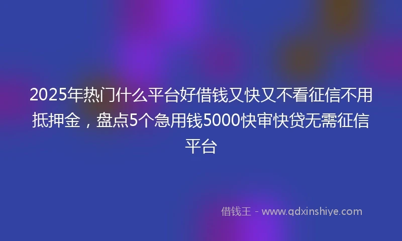 2025年热门什么平台好借钱又快又不看征信不用抵押金，盘点5个急用钱5000快审快贷无需征信平台