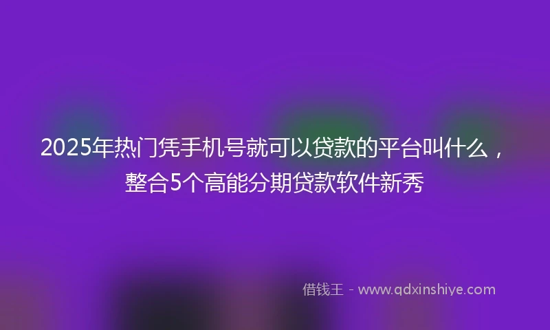 2025年热门凭手机号就可以贷款的平台叫什么，整合5个高能分期贷款软件新秀