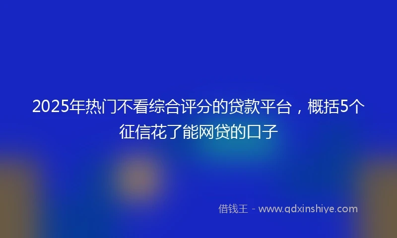 2025年热门不看综合评分的贷款平台，概括5个征信花了能网贷的口子