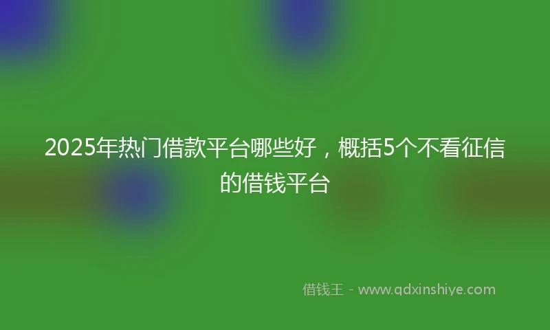 2025年热门借款平台哪些好，概括5个不看征信的借钱平台