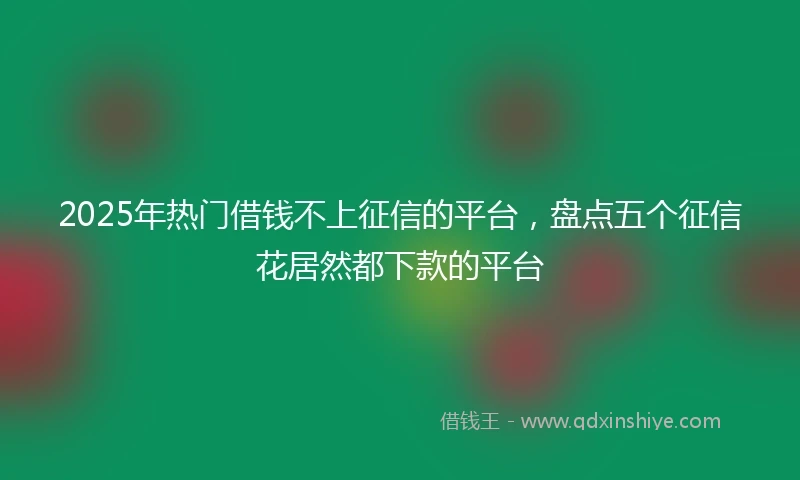 2025年热门借钱不上征信的平台，盘点五个征信花居然都下款的平台