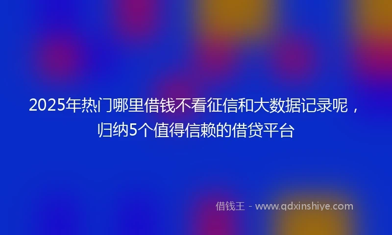 2025年热门哪里借钱不看征信和大数据记录呢，归纳5个值得信赖的借贷平台