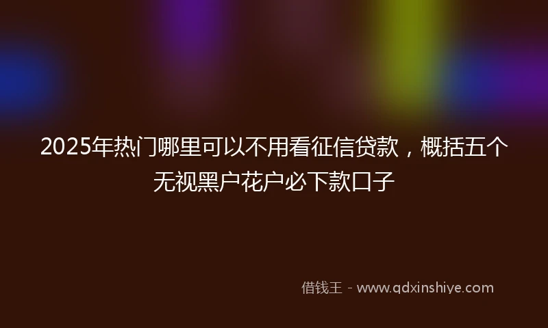 2025年热门哪里可以不用看征信贷款，概括五个无视黑户花户必下款口子
