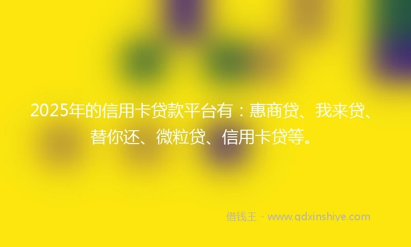 2025年的信用卡贷款平台有：惠商贷、我来贷、替你还、微粒贷、信用卡贷等。
