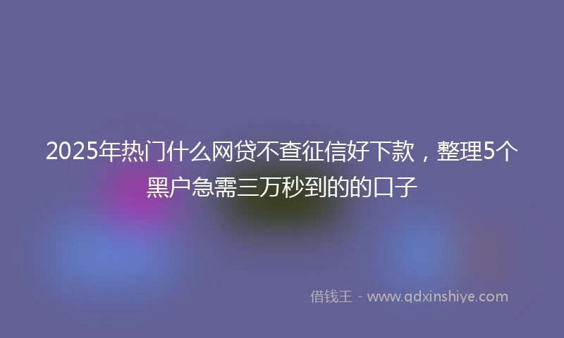 2025年热门什么网贷不查征信好下款，整理5个黑户急需三万秒到的的口子