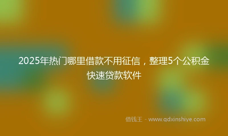 2025年热门哪里借款不用征信，整理5个公积金快速贷款软件