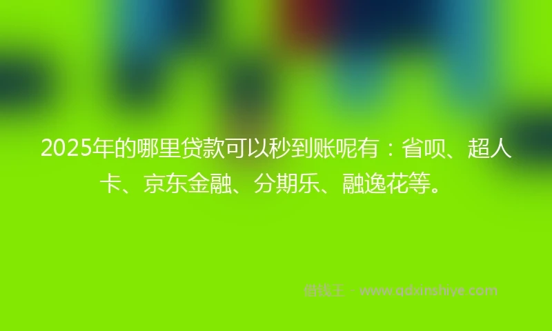 2025年的哪里贷款可以秒到账呢有：省呗、超人卡、京东金融、分期乐、融逸花等。