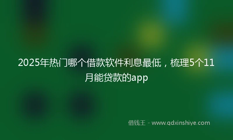 2025年热门哪个借款软件利息最低，梳理5个11月能贷款的app
