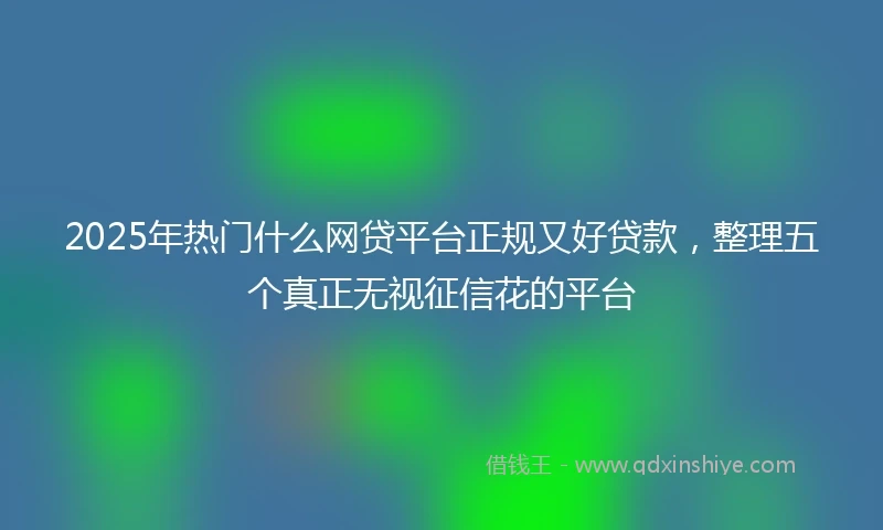2025年热门什么网贷平台正规又好贷款，整理五个真正无视征信花的平台