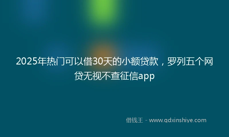 2025年热门可以借30天的小额贷款,罗列五个网贷无视不查征信app