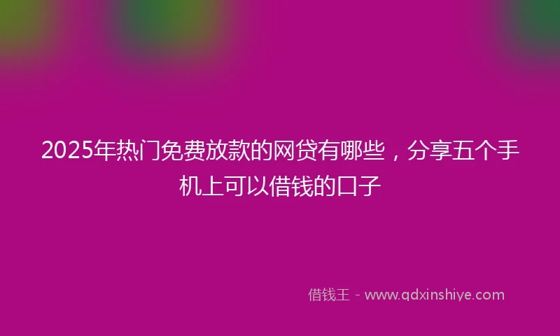 2025年热门免费放款的网贷有哪些,分享五个手机上可以借钱的口子