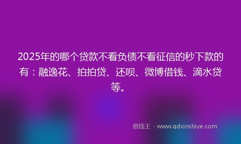 2025年的哪个贷款不看负债不看征信的秒下款的有：融逸花、拍拍贷、还呗、微博借钱、滴水贷等。