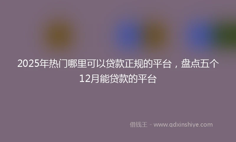 2025年热门哪里可以贷款正规的平台，盘点五个12月能贷款的平台