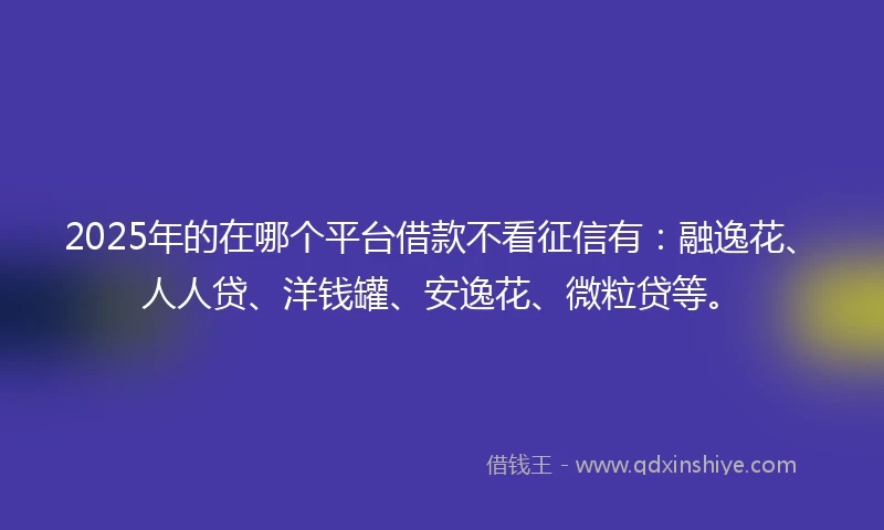 2025年的在哪个平台借款不看征信有：融逸花、人人贷、洋钱罐、安逸花、微粒贷等。