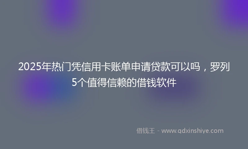 2025年热门凭信用卡账单申请贷款可以吗，罗列5个值得信赖的借钱软件