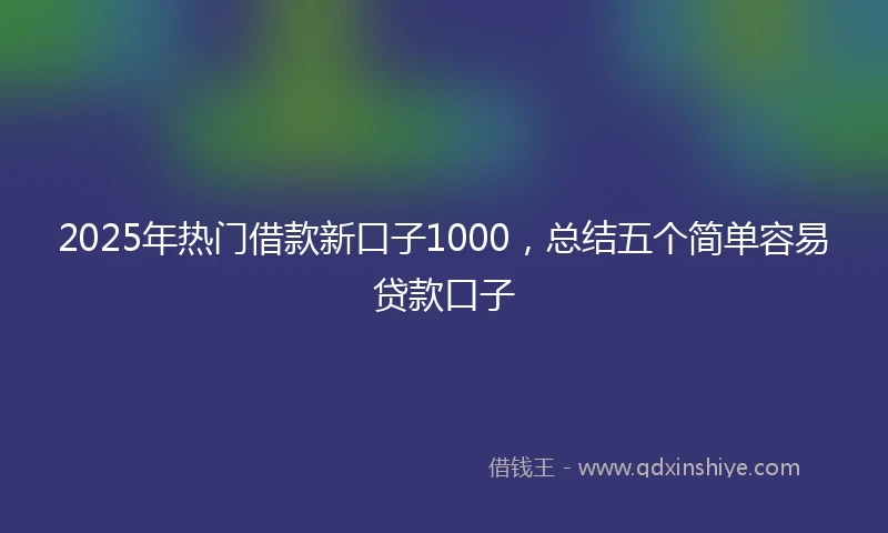 2025年热门借款新口子1000，总结五个简单容易贷款口子