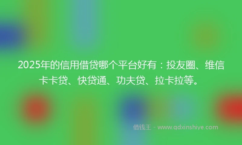2025年的信用借贷哪个平台好有：投友圈、维信卡卡贷、快贷通、功夫贷、拉卡拉等。