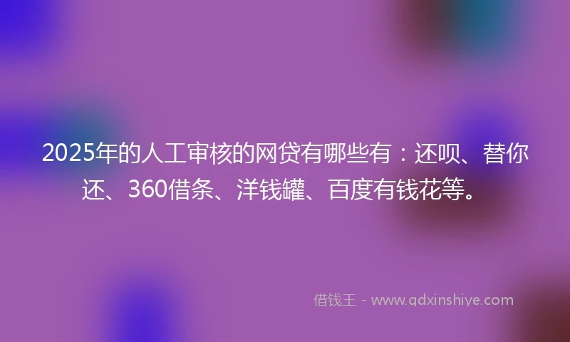 2025年的人工审核的网贷有哪些有：还呗、替你还、360借条、洋钱罐、百度有钱花等。