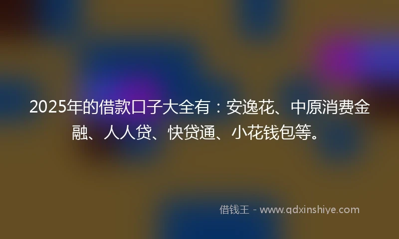 2025年的借款口子大全有：安逸花、中原消费金融、人人贷、快贷通、小花钱包等。