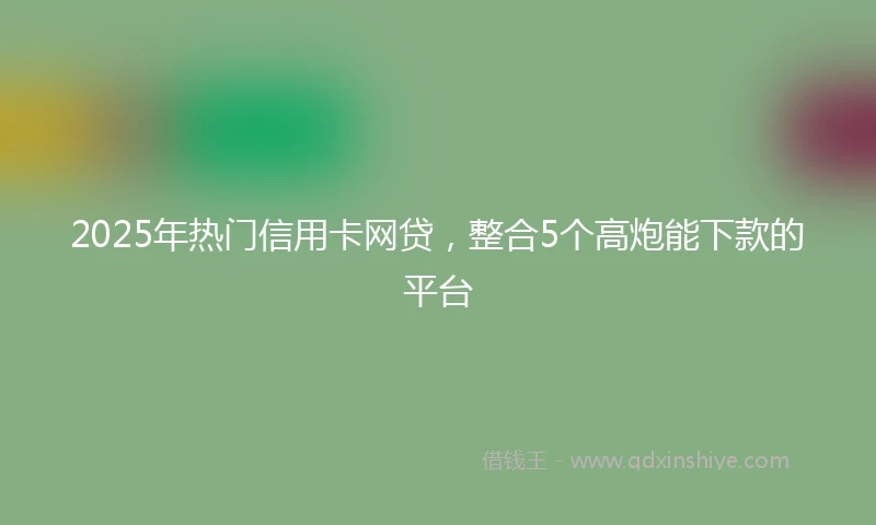 2025年热门信用卡网贷，整合5个高炮能下款的平台