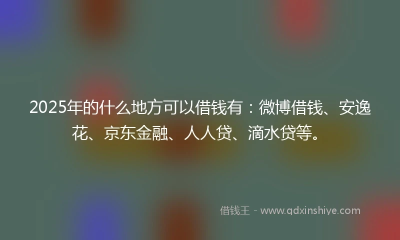 2025年的什么地方可以借钱有：微博借钱、安逸花、京东金融、人人贷、滴水贷等。