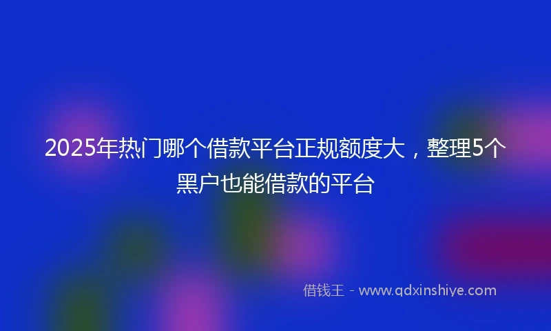 2025年热门哪个借款平台正规额度大，整理5个黑户也能借款的平台