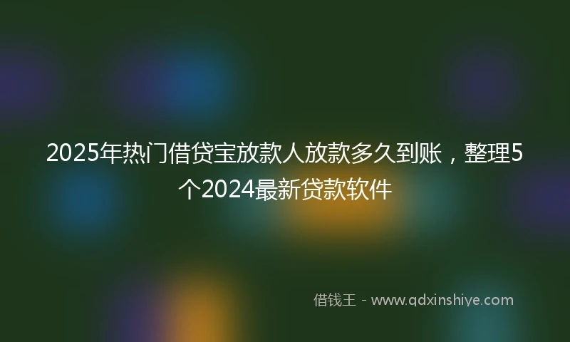 2025年热门借贷宝放款人放款多久到账,整理5个2024最新贷款软件