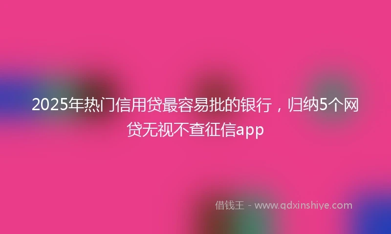 2025年热门信用贷最容易批的银行，归纳5个网贷无视不查征信app