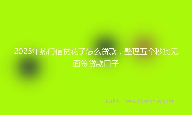 2025年热门信贷花了怎么贷款，整理五个秒批无面签贷款口子