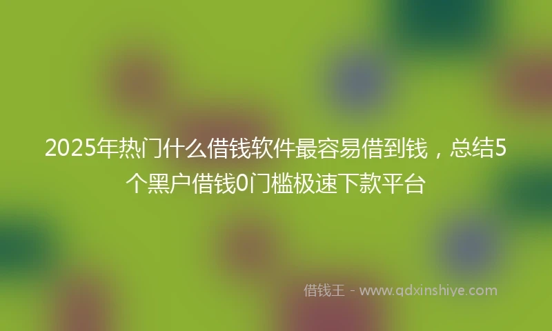 2025年热门什么借钱软件最容易借到钱，总结5个黑户借钱0门槛极速下款平台