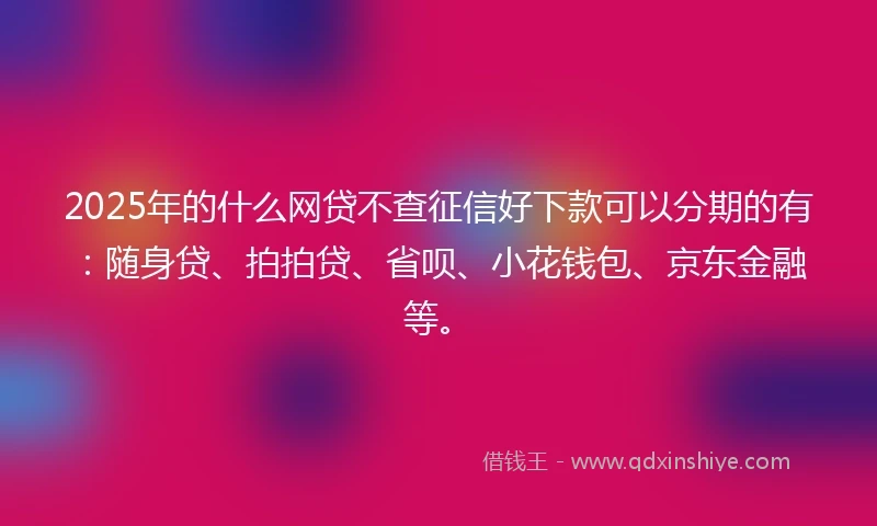 2025年的什么网贷不查征信好下款可以分期的有：随身贷、拍拍贷、省呗、小花钱包、京东金融等。
