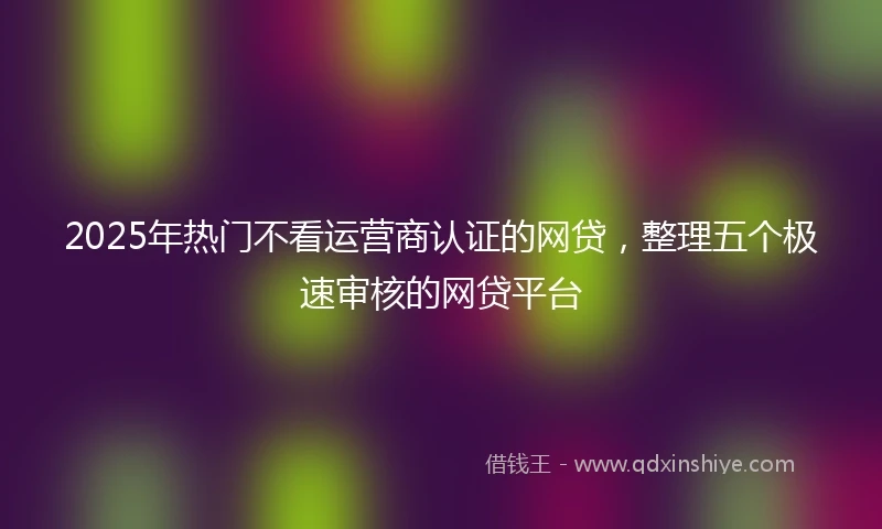 2025年热门不看运营商认证的网贷，整理五个极速审核的网贷平台
