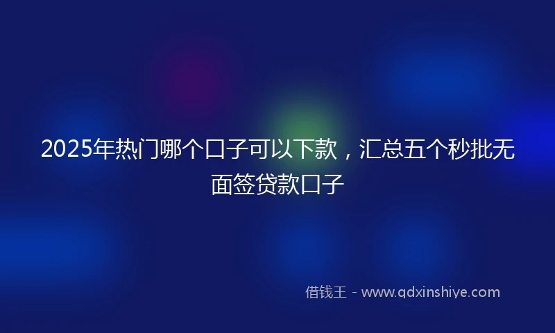 2025年热门哪个口子可以下款，汇总五个秒批无面签贷款口子