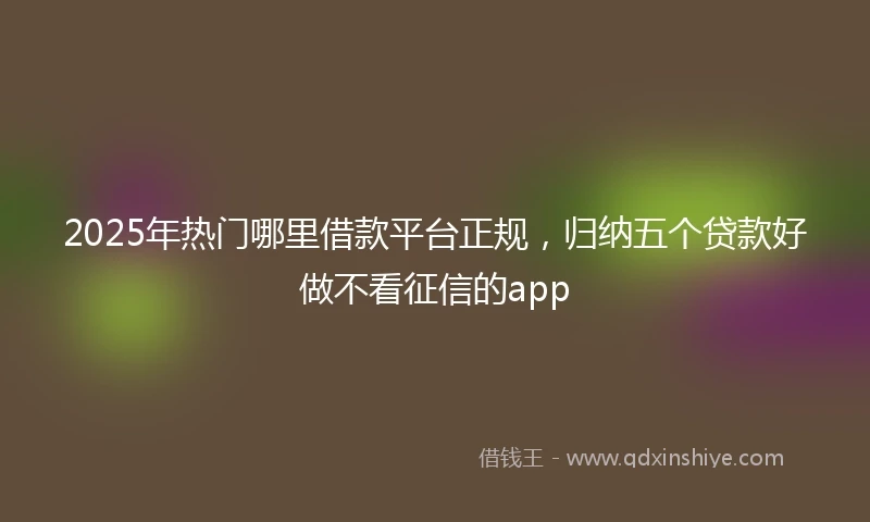 2025年热门哪里借款平台正规，归纳五个贷款好做不看征信的app
