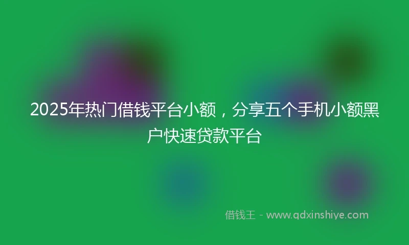 2025年热门借钱平台小额，分享五个手机小额黑户快速贷款平台