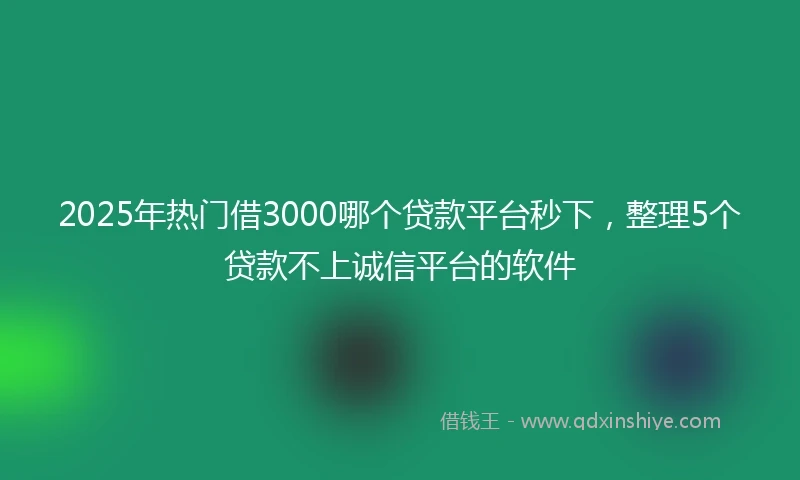 2025年热门借3000哪个贷款平台秒下，整理5个贷款不上诚信平台的软件