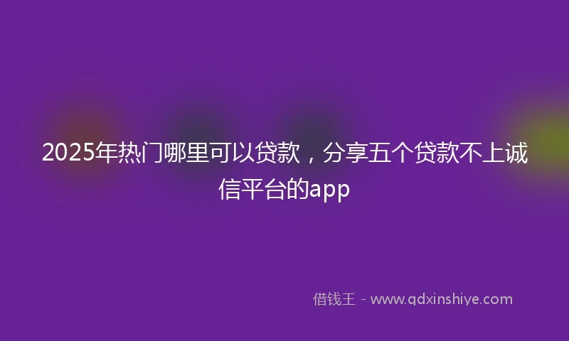 2025年热门哪里可以贷款，分享五个贷款不上诚信平台的app
