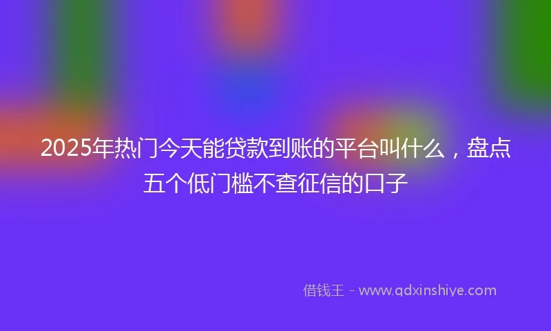 2025年热门今天能贷款到账的平台叫什么，盘点五个低门槛不查征信的口子