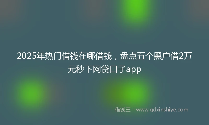 2025年热门借钱在哪借钱，盘点五个黑户借2万元秒下网贷口子app