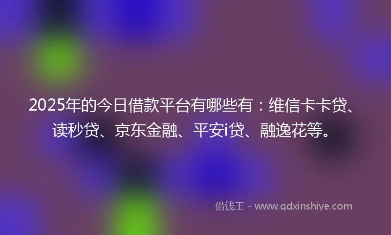 2025年的今日借款平台有哪些有：维信卡卡贷、读秒贷、京东金融、平安i贷、融逸花等。