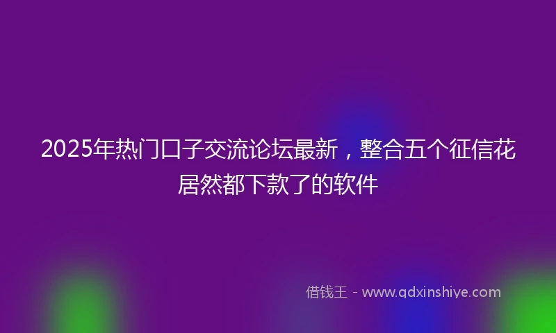2025年热门口子交流论坛最新，整合五个征信花居然都下款了的软件