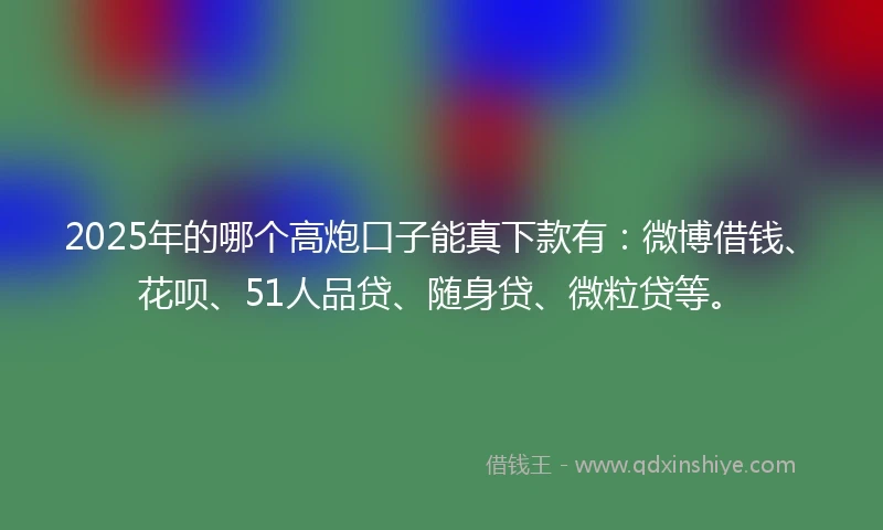 2025年的哪个高炮口子能真下款有：微博借钱、花呗、51人品贷、随身贷、微粒贷等。