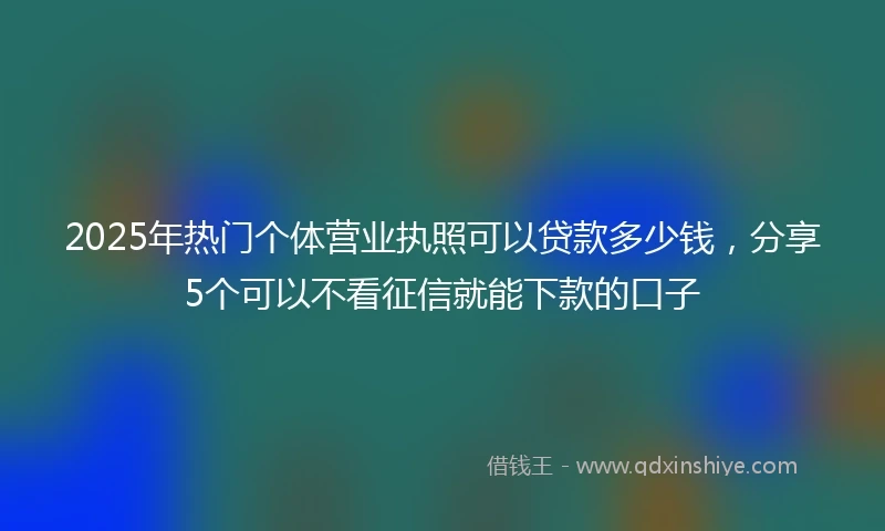 2025年热门个体营业执照可以贷款多少钱，分享5个可以不看征信就能下款的口子