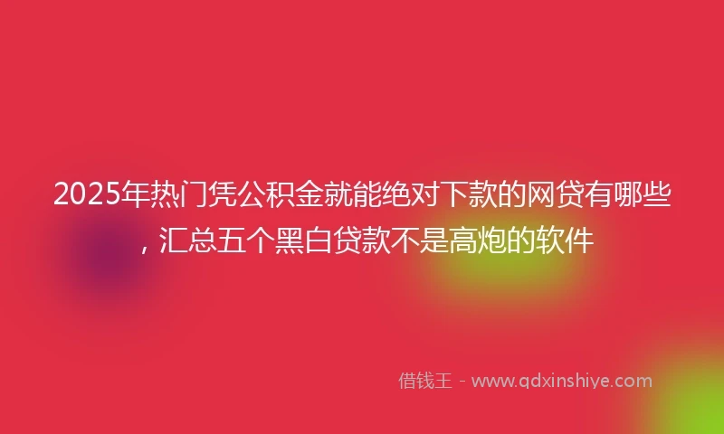 2025年热门凭公积金就能绝对下款的网贷有哪些，汇总五个黑白贷款不是高炮的软件