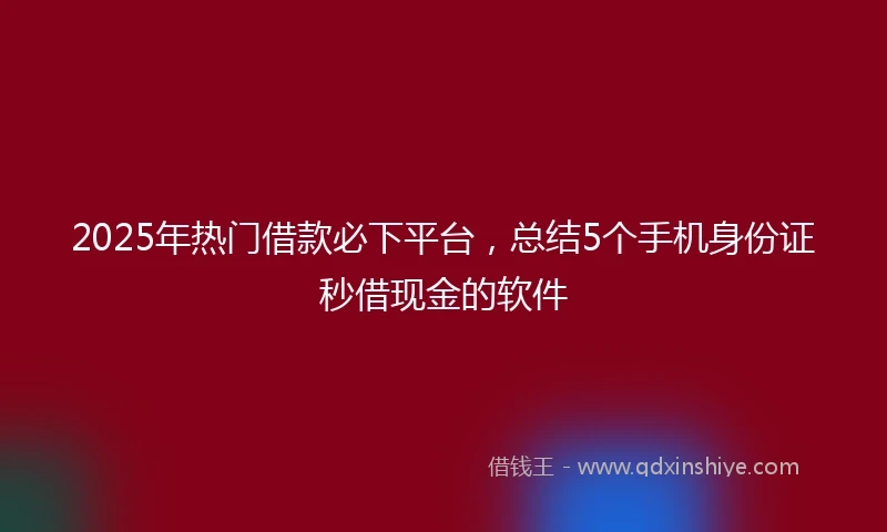 2025年热门借款必下平台，总结5个手机身份证秒借现金的软件