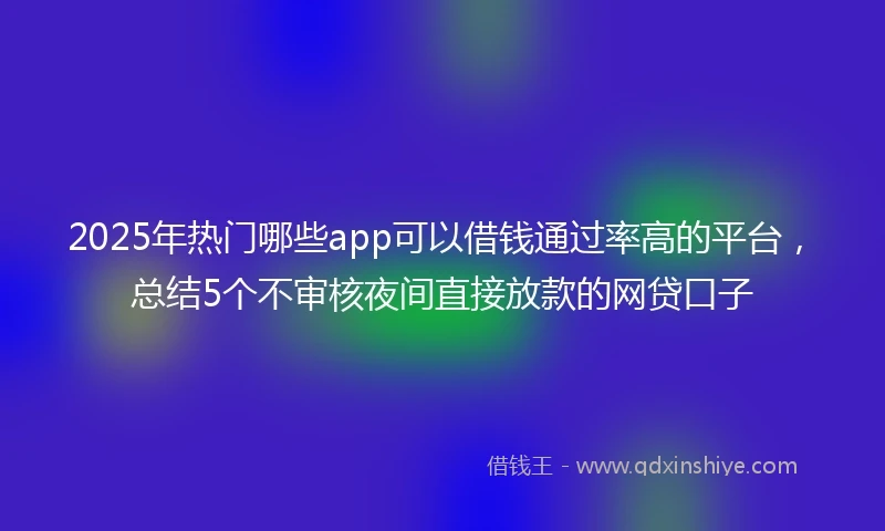 2025年热门哪些app可以借钱通过率高的平台，总结5个不审核夜间直接放款的网贷口子