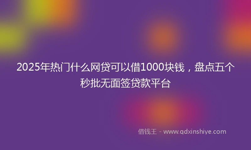 2025年热门什么网贷可以借1000块钱，盘点五个秒批无面签贷款平台