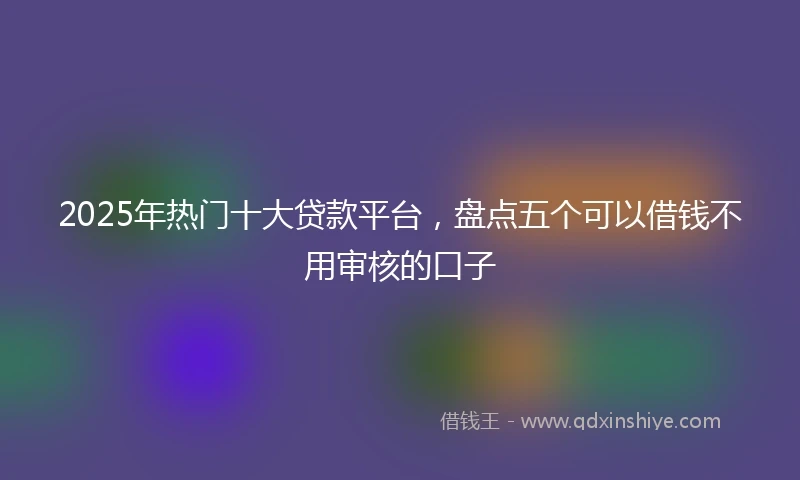 2025年热门十大贷款平台，盘点五个可以借钱不用审核的口子