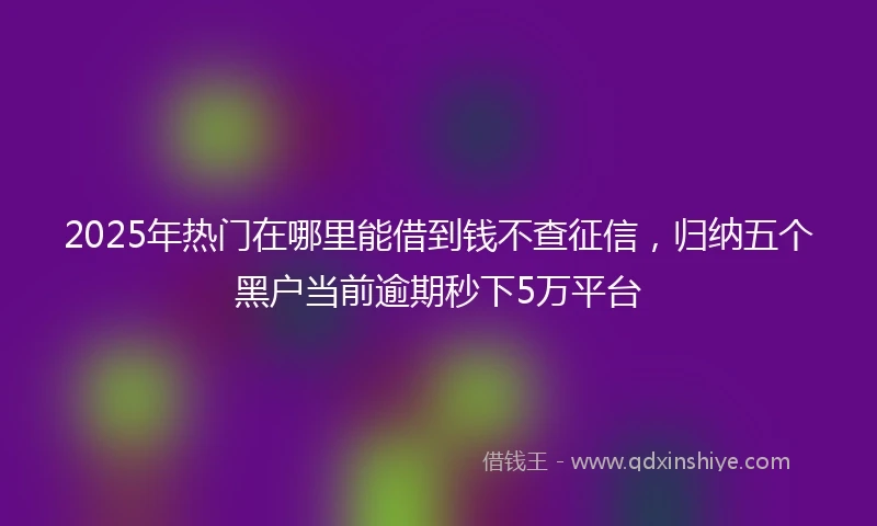 2025年热门在哪里能借到钱不查征信，归纳五个黑户当前逾期秒下5万平台